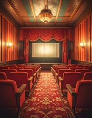 Fototapeta premium Retro movie theater interior