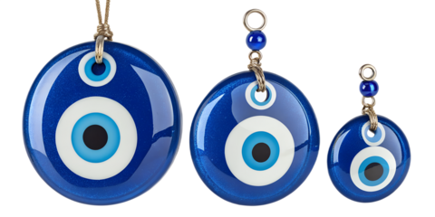 Nazar Boncugu PNG Set – Traditional Turkish Evil Eye Charms, Blue and White, Transparent Background