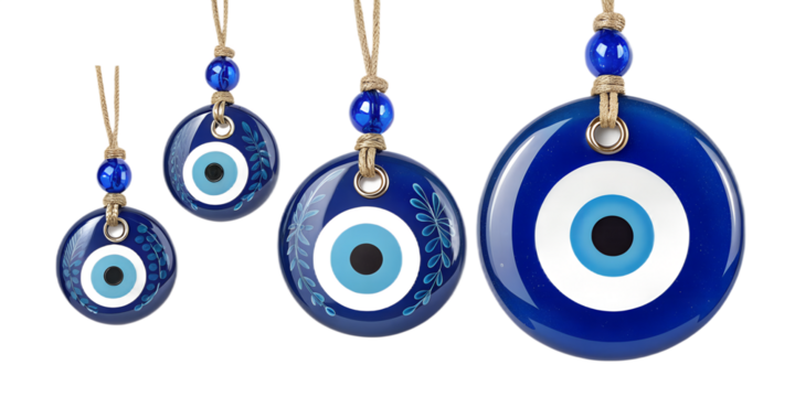 Nazar Boncugu PNG Set – Traditional Turkish Evil Eye Charms, Blue and White, Transparent Background