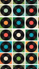 Retro vinyl records pattern