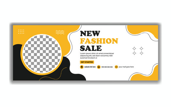 Trendy Fashion Sale Social Media Cover Banner Yellow Modern Promotion Template Vector Design - Powered by Adobe