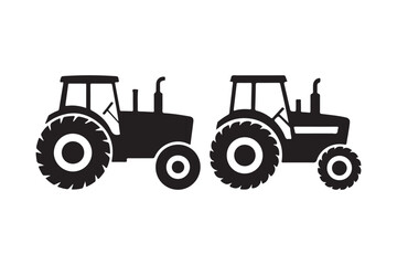 Two silhouette tractors side by side on a white background