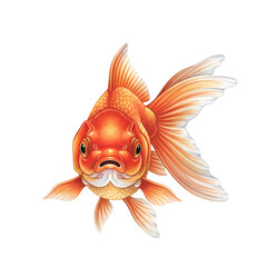 Fototapeta premium An exquisite illustration of a vibrant goldfish, meticulously captured with striking detail and color. The goldfish, a symbol of luck and prosperity, is rendered with photorealistic accuracy. 