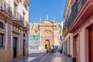 El Puerto de Santa Maria, Cadiz, Andalusia, Spain. 31 August 2025. Historic chapel facade in city street