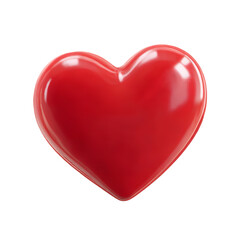 Fototapeta premium Photo of a glossy red heart shape isolated on transparent background, symbolizing love, romance, and affection, perfect for valentines day or any celebration of love