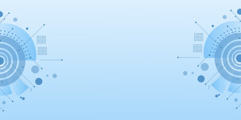 Obraz premium Geometric frame artwork in light blue tones, combining diagonal stripes and circles with dotted textures.