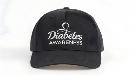 Black baseball cap with white diabetes awareness text