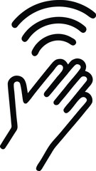 hand waving outline vector icon on transparent background