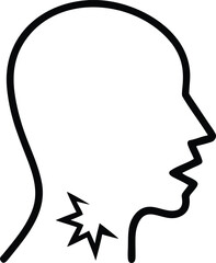 head with sore throat outline icon on transparent background