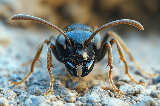 Blue beetle with closed eyes.