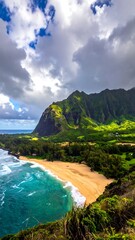 Lush Hawaiian beach vista