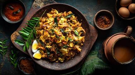Exquisite Food Photography Displaying Traditional Sri Lankan Cuisine with Vibrant Colors and Textures