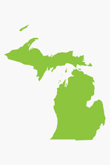 Vector graphic artwork suitable for print and web containing flat detailed map of MICHIGAN