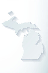 Vector graphic artwork suitable for print and web containing flat detailed map of MICHIGAN