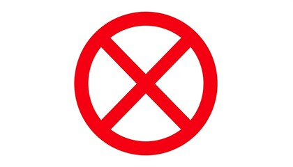 Fototapeta premium A bright red circle with a white diagonal cross symbolizes prohibition.