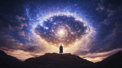 Mystical Shaman Standing Beneath Starfilled