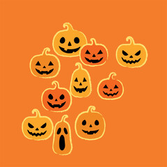Hand Drawn Halloween Pumpkins Collection Style Vector for Halloween decorations, invitations and holiday decorations.