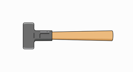 Handcrafted Wooden & Steel Hammer: Robust Tool Illustration