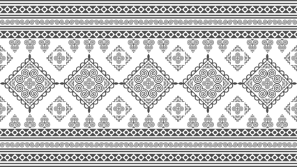 Black and grey Hmong pattern for decorating clothes, printed fabrics, backgrounds, wallpapers.