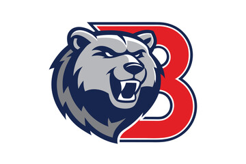 Letter B with Bear Mascot Logo Design