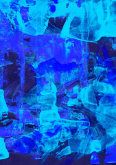 Vibrant dynamic abstract acrylic blue background with artistic brush textures. different shades of blue