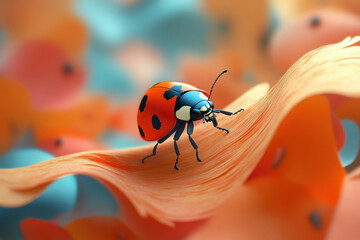 Obraz premium Ladybug on green leaf.
