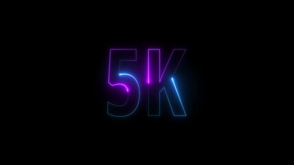 5k celebration neon text animation 4k video. Followers, like, subscribe, light, typography video in black background.90k followers Celebration text animation. isolated on black background. - Powered by Adobe