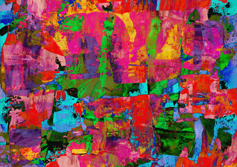 Vibrant multicolor abstract creative background with dynamic brushstrokes and color explosion, layering and color glow