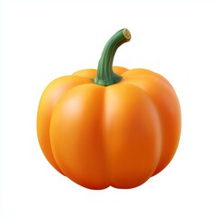 Obraz premium Vibrant cartoon pumpkin with green stem studio setting digital art bright colors close-up whimsical design