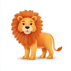 Fototapeta premium Playful cartoon lion with fluffy orange mane whimsical scene digital art cheerful environment friendly viewpoint