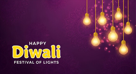 happy diwali festival of lights creative lights hanging bokeh background