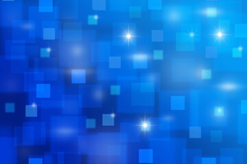 Bright blue abstract background with glowing lights and square shapes