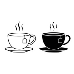 Tea Cup with Teabag Icon Set Vector Illustration