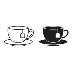 Tea Cup with Teabag Icon Set Vector Illustration