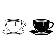 Tea Cup with Teabag Icon Set Vector Illustration