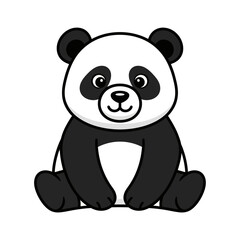Cute Panda Vector Illustration Sitting no Background