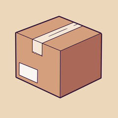 Cardboard Shipping Box Package Icon Vector Illustration