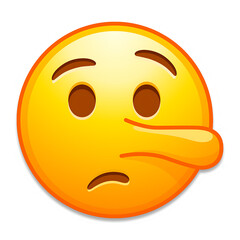 Fototapeta premium Lying Face Emoji Icon with Long Nose for Falsehood, Deception, and Dishonesty