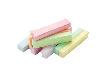 Colored chalks isolated on white background