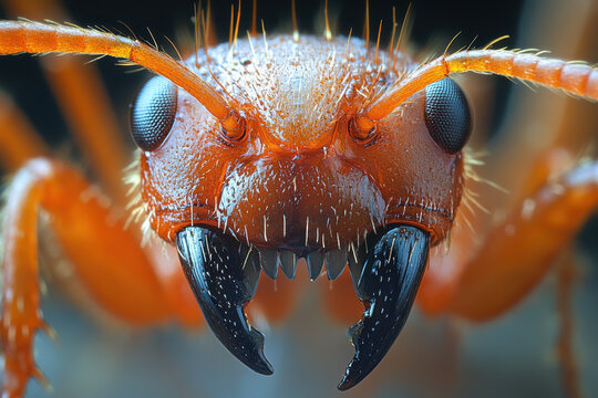 Close-up of a spider's head.