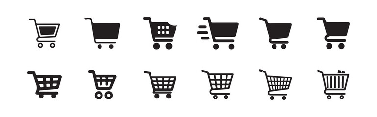 Shopping cart icon, basket, bag icon, buy and sale symbol, shopping basket bag icon sign, selection of Shopping Cart Icons, Vector illustration EPS 10.