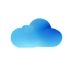 Fototapeta premium Photo of a blue cloud icon isolated on transparent background, representing cloud computing, data storage, and online services