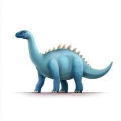 Naklejka premium Iguanodon with stylized thumb spikes fantasy landscape digital art pastel blue 3d view dinosaur concept