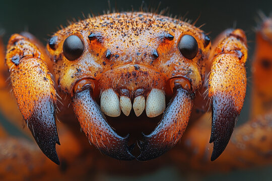 Close-up of a spider's face.