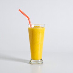 Tropical Fruit Smoothie with Mango, Pineapple and Banana in Glass for Premium Healthy Drink Object and Refreshing Beverage Concept