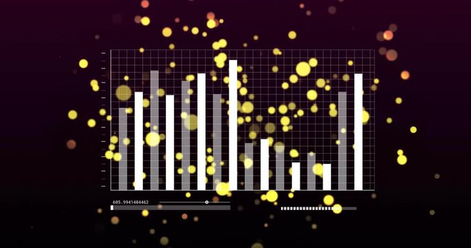 Opening purple grid, slider handle moving right as numeric readout, bars updating for chart update