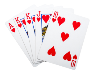 Casino Playing Cards Royal Flush Red Hearts Isolated PNG