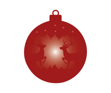 Red Christmas Bauble with Reindeer and Winter Castle Silhouette - Powered by Adobe