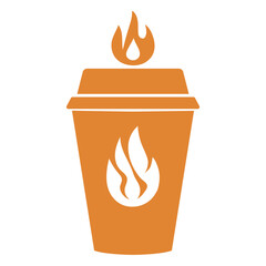 Abstract Coffee Cup with Flame Icon