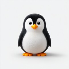 Cute cartoon penguin with orange beak in black and white animation scene cheerful atmosphere playful vibe